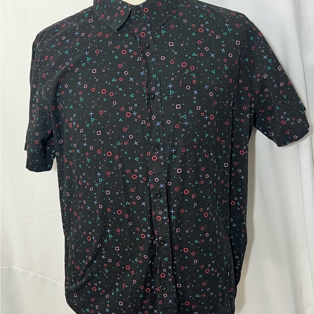 PlayStation Patterned Black Kids/Small adult XXL Casual Button Up Shirt